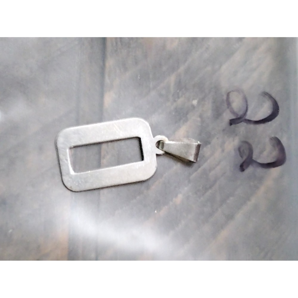 Vintage 925 Silver Open Rectangle Pendant Charm Flat Profile Minimalist